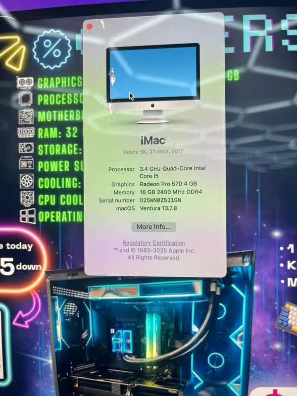 2017 iMac 5K Core i5 16GB 500GB 27" Retina