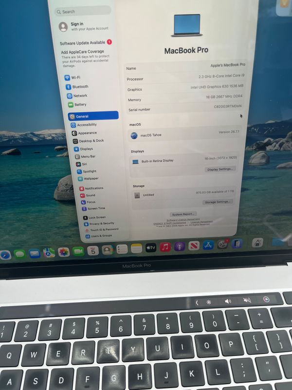 Apple MacBook Pro Core i9 16GB 1TB 16"