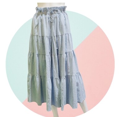 Blue Plaid Long Skirt