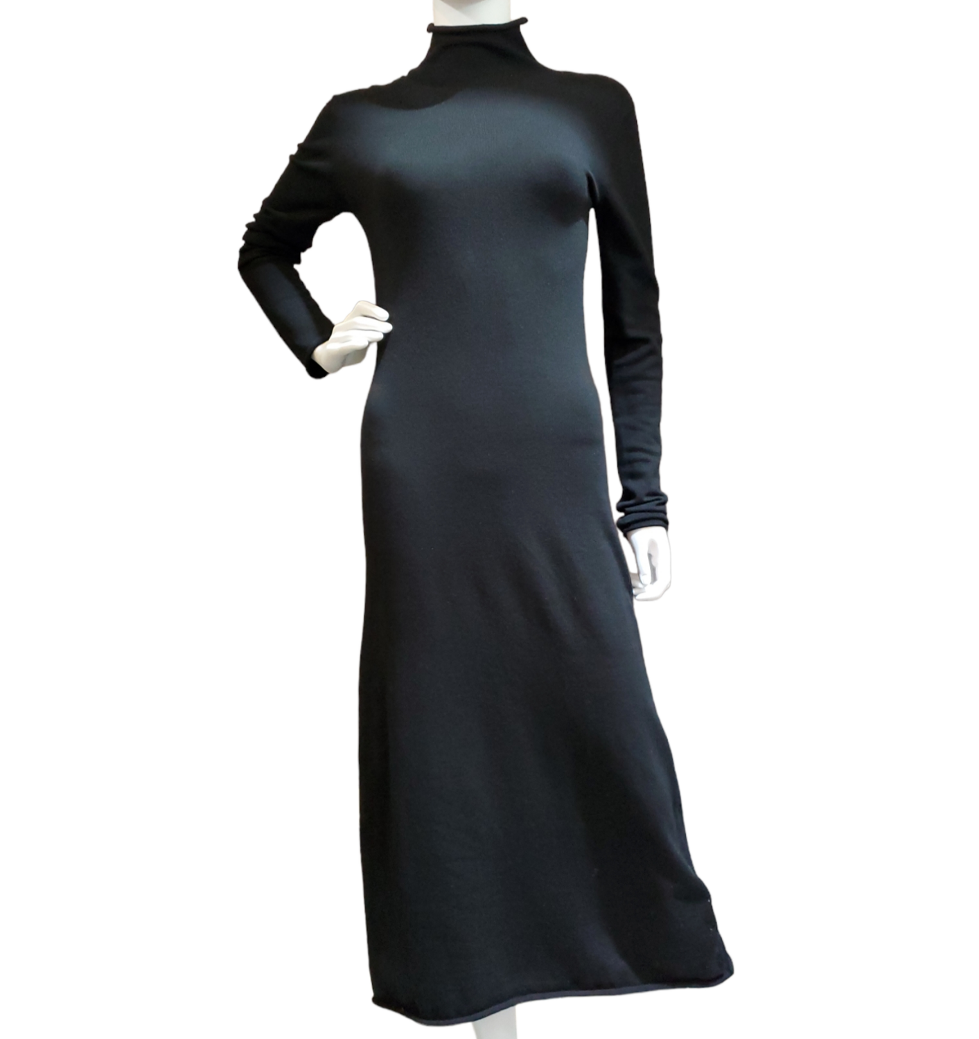 Long light sweater dress turtle neck blk