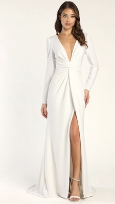 White Long Sleeve Mermaid Maxi dress
