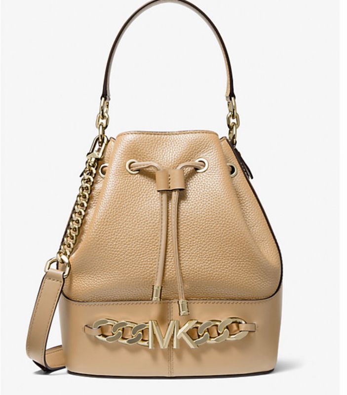 Devon Medium Pebbled Leather Bucket Bag