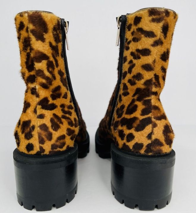 Jimmy Choo Mava Leopard Print Real Fur Moto Biker