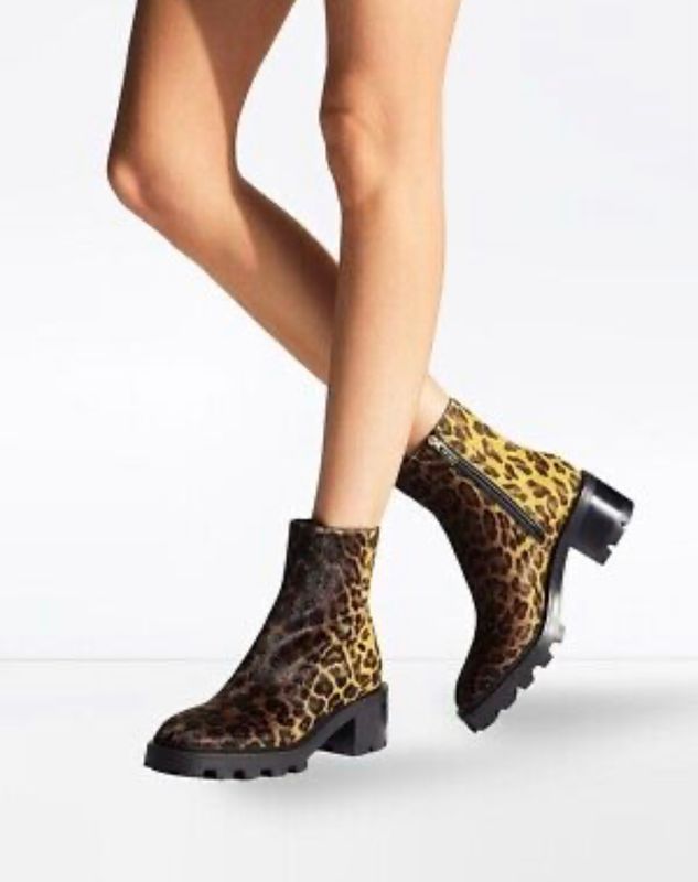 Jimmy Choo Mava Leopard Print Real Fur Moto Biker