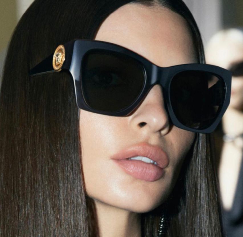 Versace Rectangular Cat Eye Sunglasses, 54mm