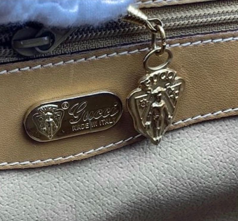 Gucci Vintage Monogram Canvas Case Bag with stripe