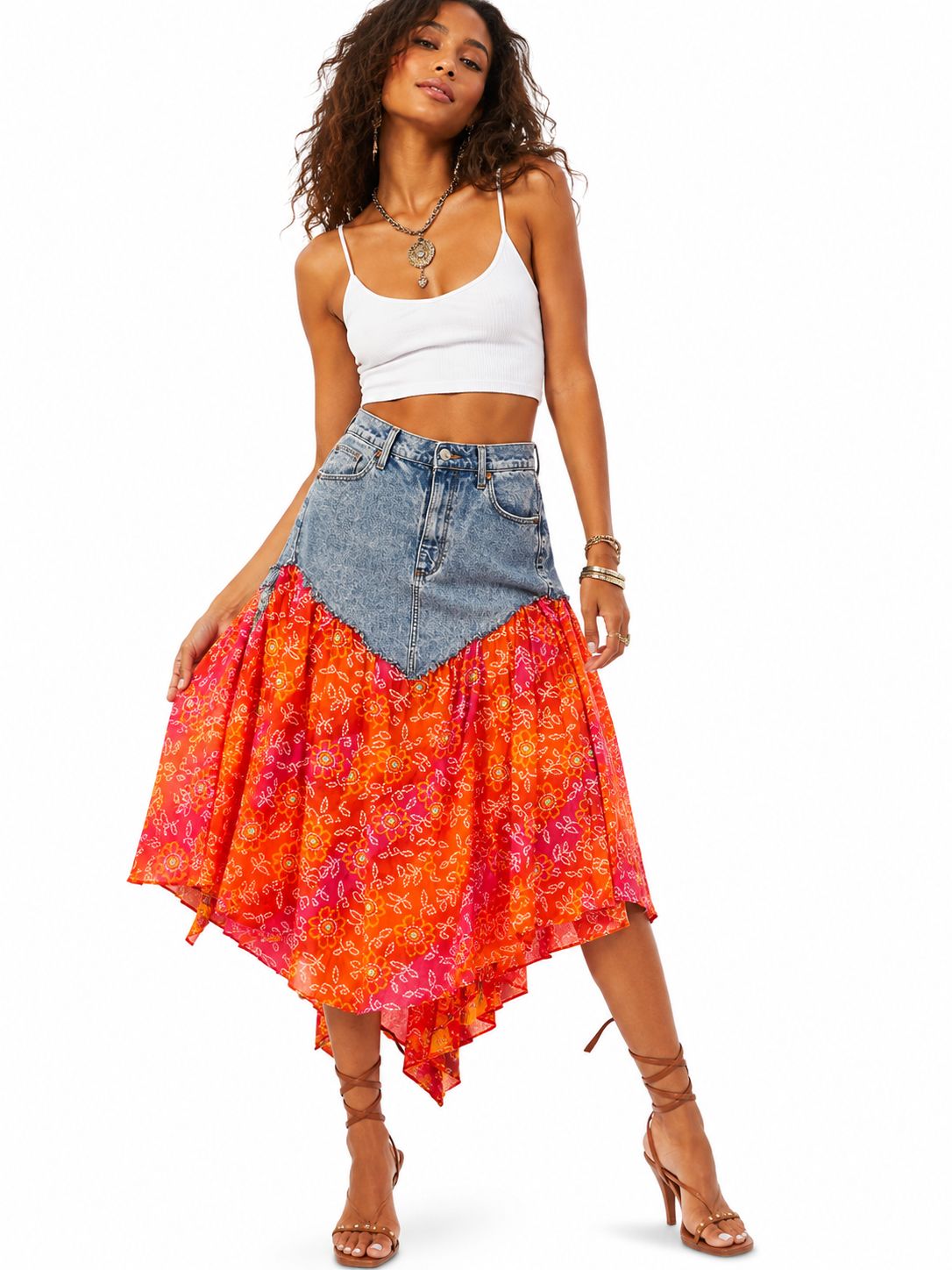 Denim  upcycle skirt one of one 