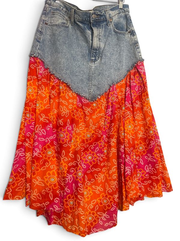 Denim upcycle skirt one of one
