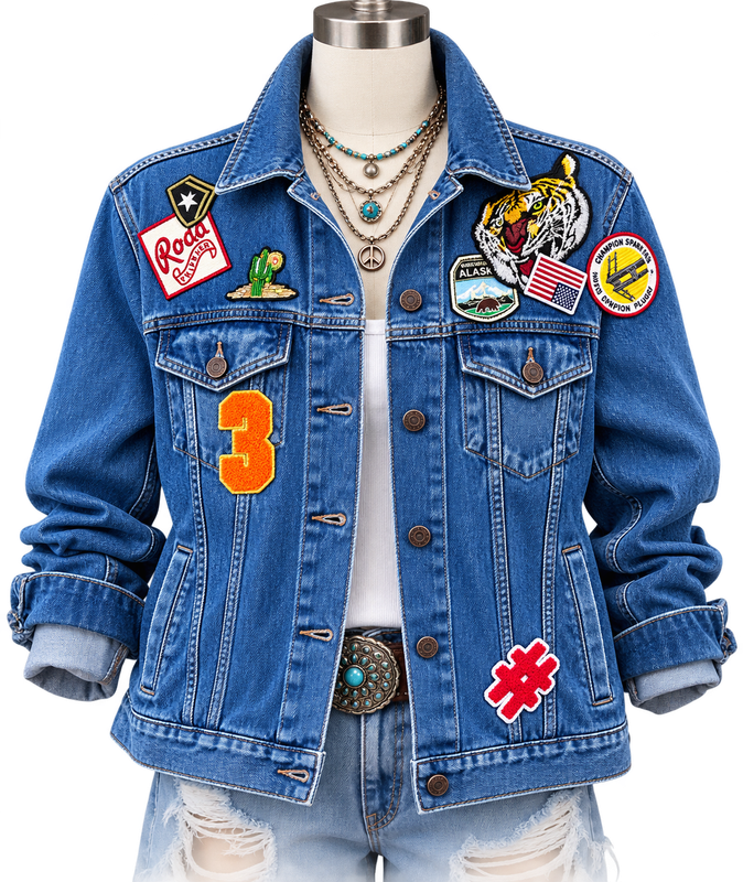 Patch work denim jacket
