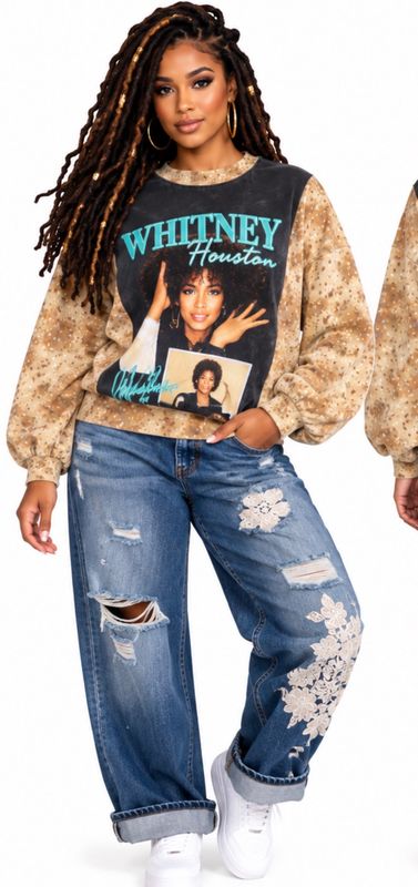 Whitney Houston  Upcycle Sweatshirt