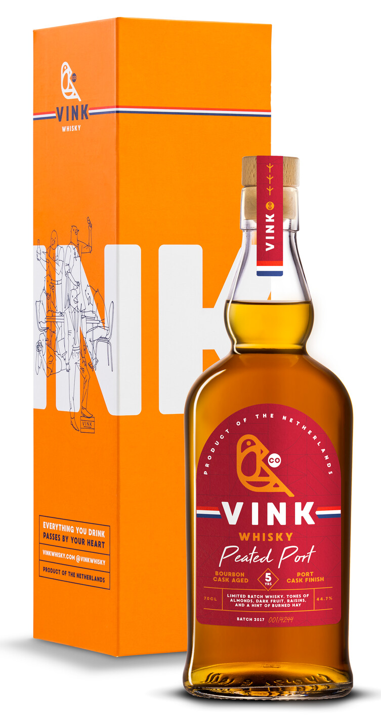 Vink Whisky Peated Port 5 jaar, 70 cl. 44,7% vol.