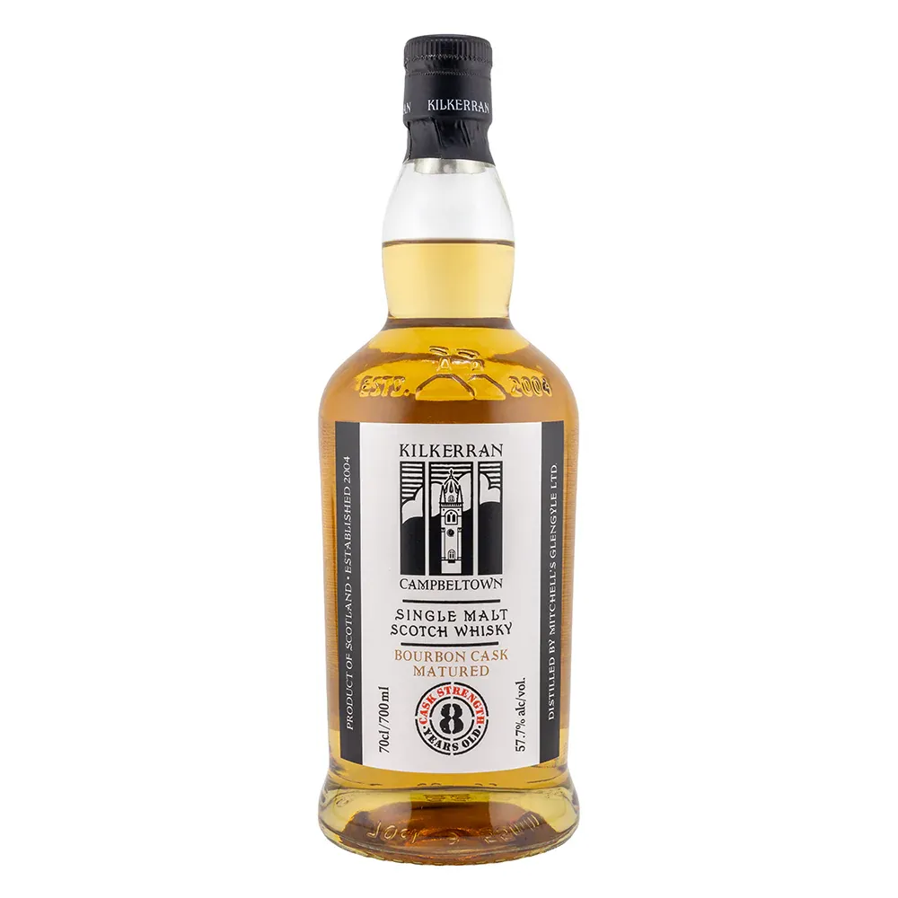 Kilkerran 8 jaar, Cask Strength, Bourbon Cask Matured, 70 cl.  57,7% vol.