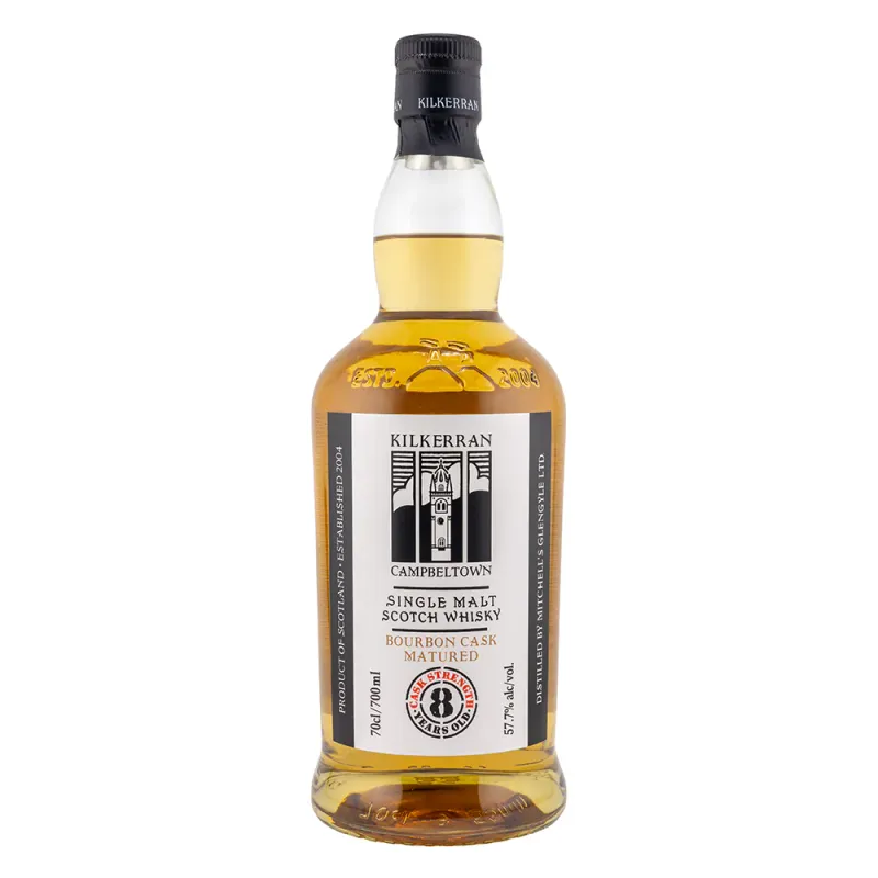 Kilkerran 8 jaar, Cask Strength, Bourbon Cask Matured, 70 cl.  57,7% vol.