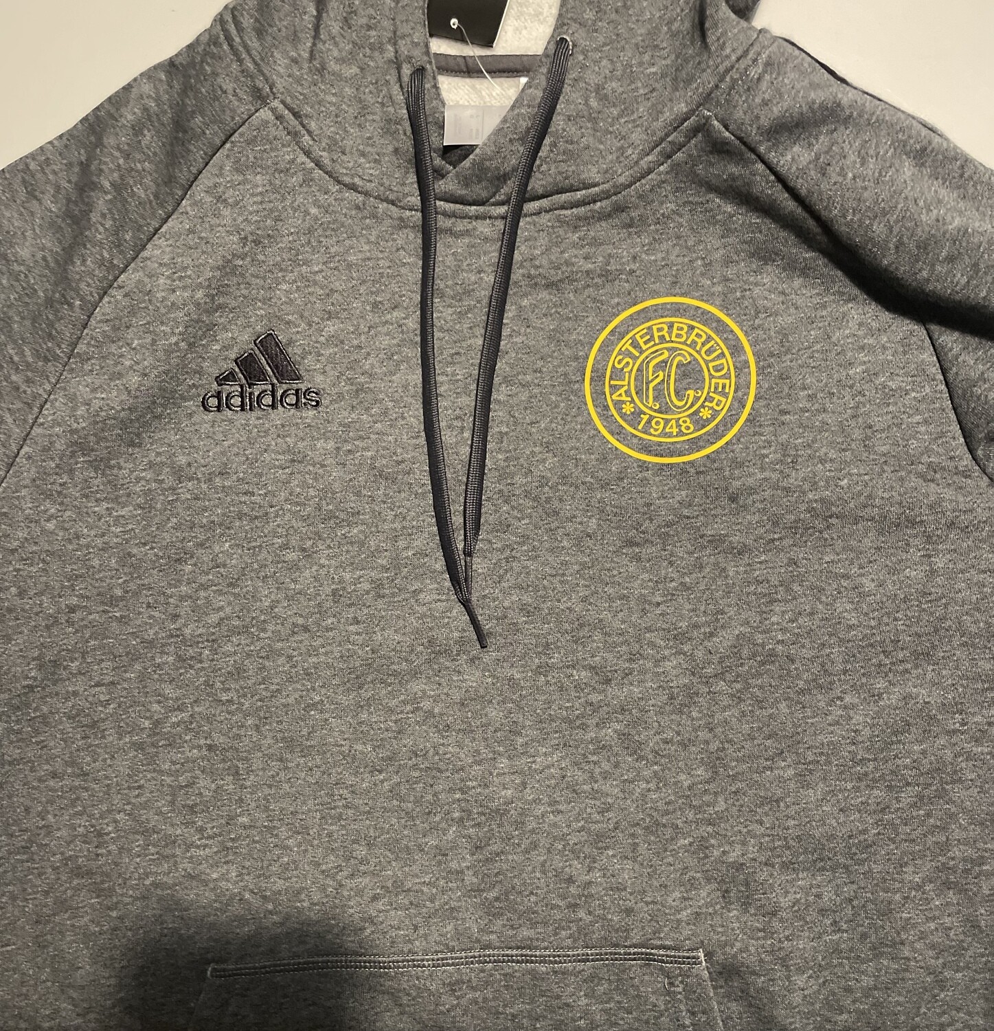 Adidas Hoodie grau mit gelbem Logo Erwachsen-M