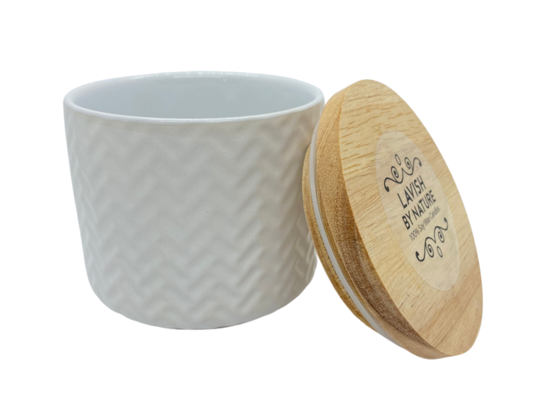 White Zigzag Container - Double Wick Candle (40+hr)