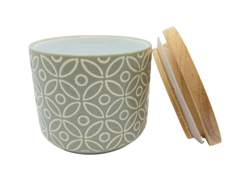 Grey Geo Style Container - Double Wick Candle (40+hr)