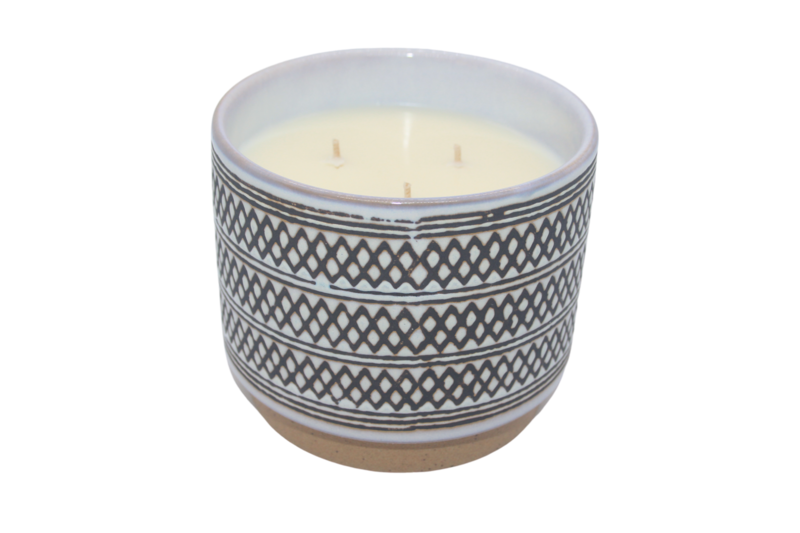 Brown &amp; White Pattern Container - Triple Wick Candle (80+hr)