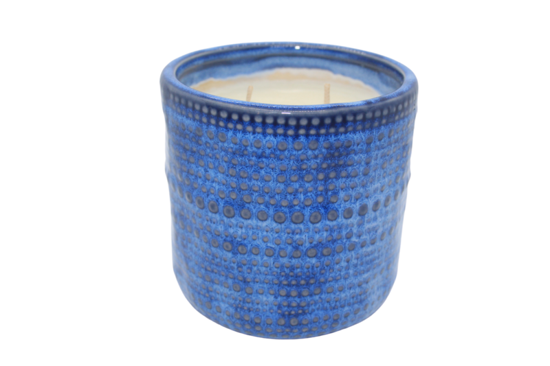 Blue Glazed Container - Double Wick Candle (60+hr)