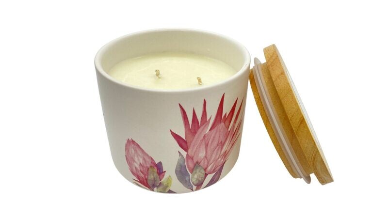 White Protea Container - Double Wick Candle (40+hr)