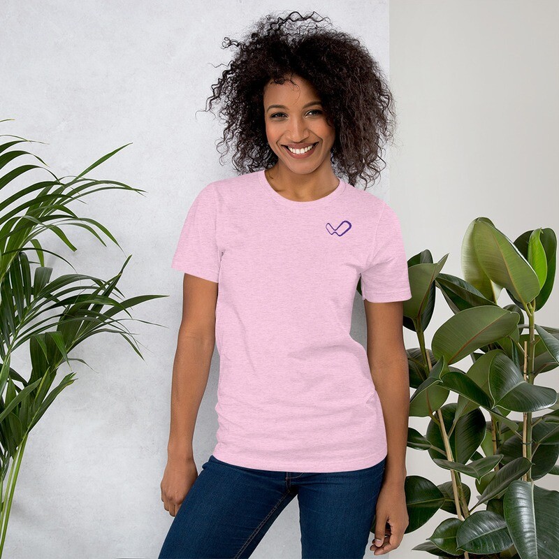 Short-Sleeve Unisex T-Shirt (purple #iWiS on the back), color: Heather Prism Lilac