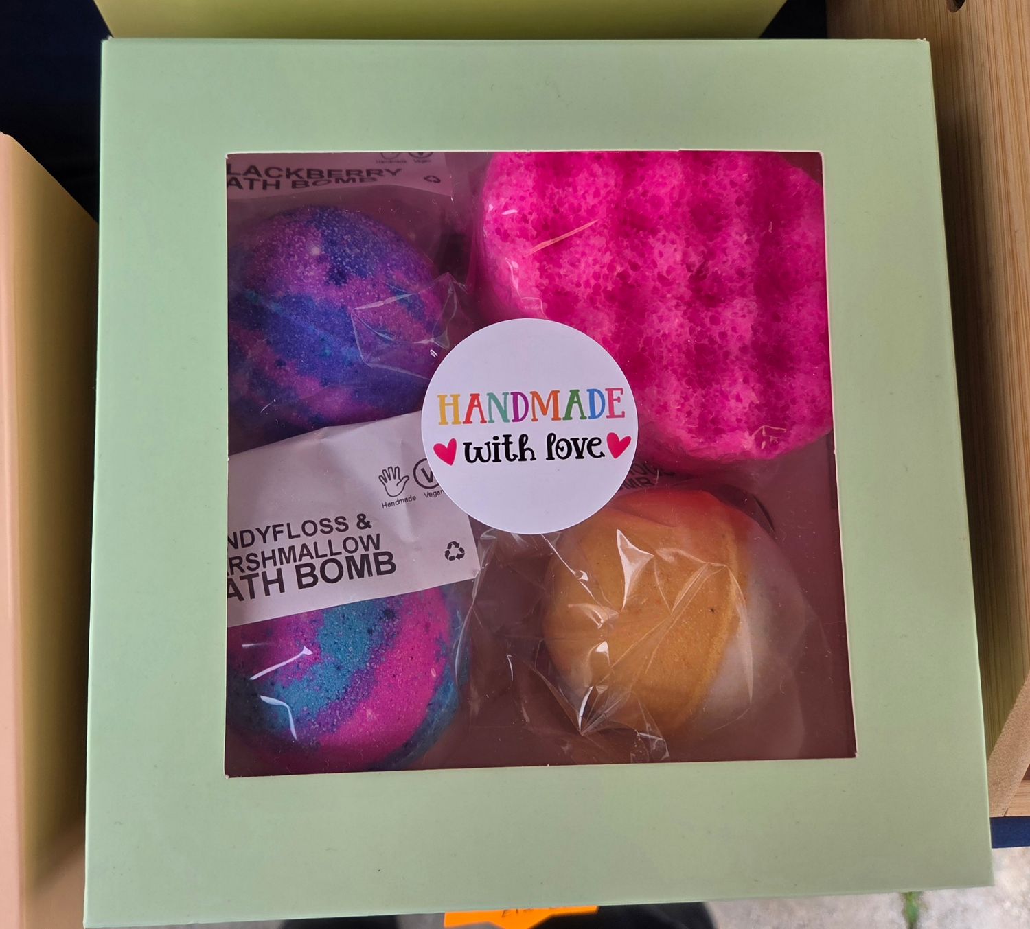 Bath Bombs and soap sponge gift box
