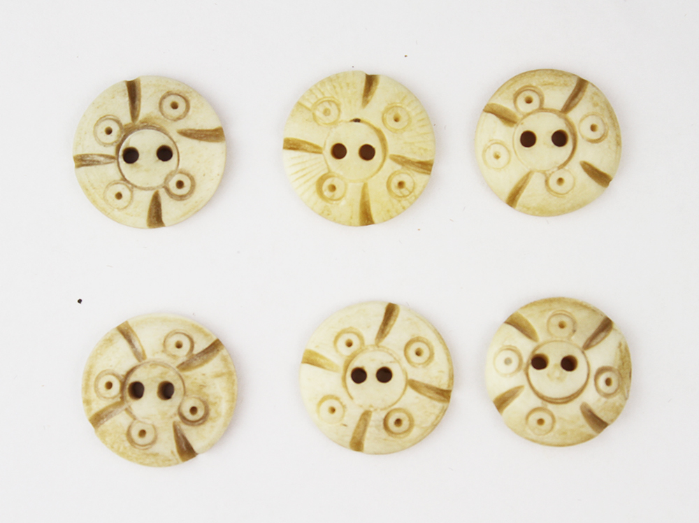 Set of 12 Bone Carved Button from India