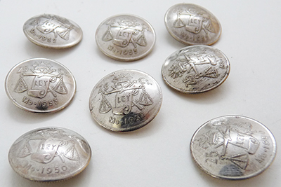 Mexican Silver Scales Cap Buttons.