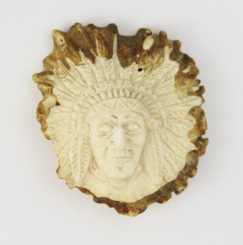 Carved Antler Crown Button - Chief Head