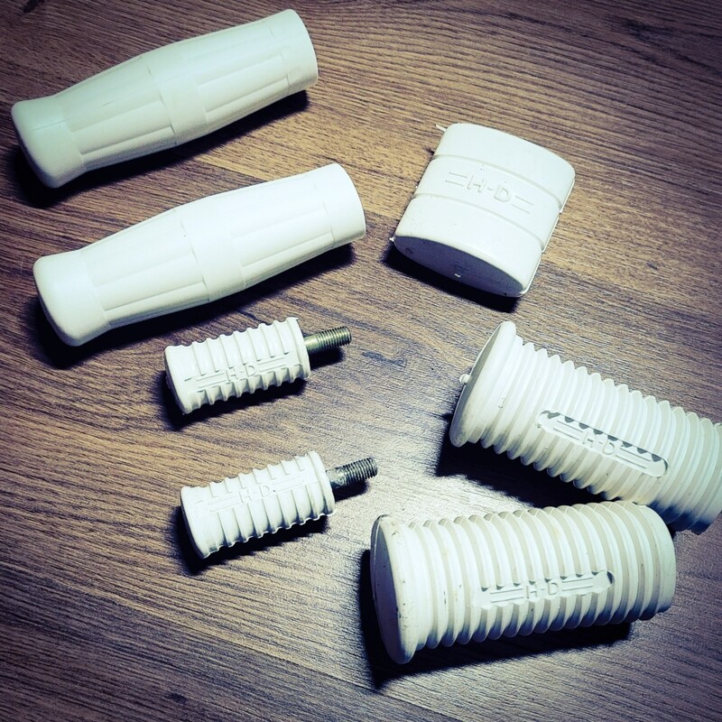 NOS White Harley Rubbers plus New Grip set