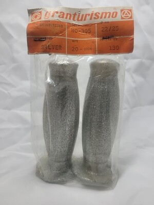 NOS Granturismo Silver Metalflake Vintage Italian Motorcycle Grips 1960s 1970s 