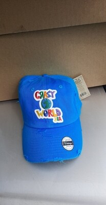 Crazy world distressed caps