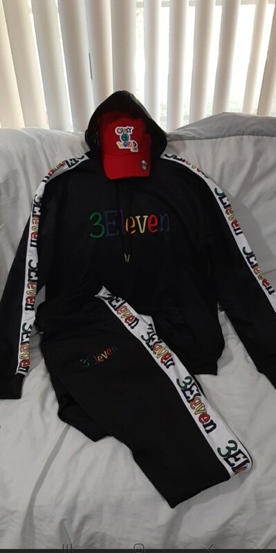 Black hooded sweatsuits