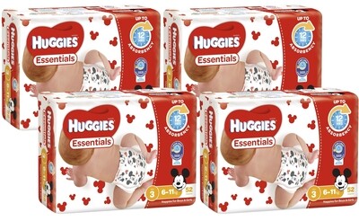 Huggies Essentials Crawler 6-11kgs 208 nappies in 4 packs of 52