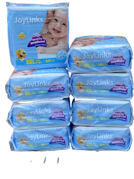 Size 6 Junior XXL 25kg+ 160 nappies in 8 packs of 20