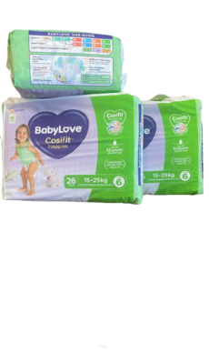 Baby Love Cosifit Size 6 Junior XXL 15-25kg 78 nappies in 3 bags of 26