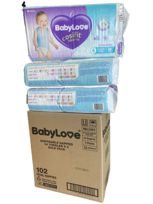 Baby Love Cosifit Size 4 Toddler Large 9-14kg 102 nappies in 3 bags of 34