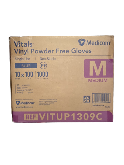 Medium BLUE Powder Free Disposable Vinyl Gloves BULK 1000pc