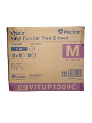 Medium BLUE Powder Free Disposable Vinyl Gloves BULK 1000pc