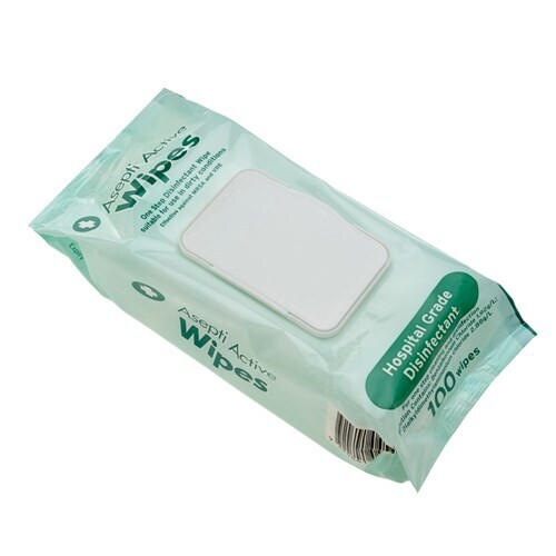 Ecolab Asepti Acitve Wipes - Hospital Grade Disinfectant x 12 packs (100)
