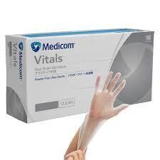 Disposable Vinyl Gloves CLEAR MEDIUM Carton 10 packs of 100 Powder Free Medicom Brand