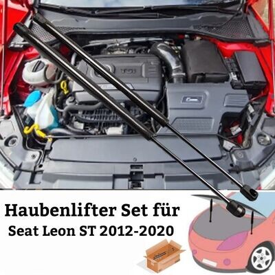Haubenlifter passend für Seat Leon ST 2012-2020 Hochwertige Haubenlifter, Haubendämpfer passend für Seat Leon 2012-2020, in verschiedenen Farben, speziell von uns entwickelt, speziell für dein Fahrzeug, einfach zu installieren – ohne Bohren und Karosserieumbauten, für eine funktionale und stilvolle Aufwertung des Motorraums.