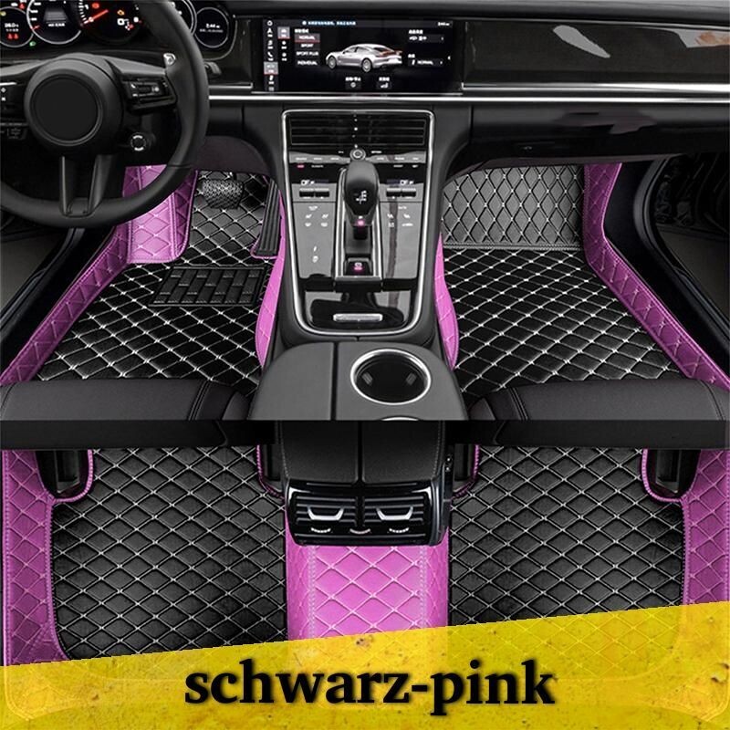 Premium Diamond Stitching Fußraummatten Colorstyle schwarz - pink