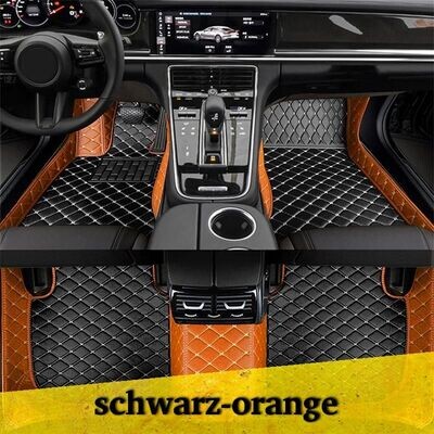 Premium Diamond Stitching Fußraummatten Colorstyle Schwarz - Orange