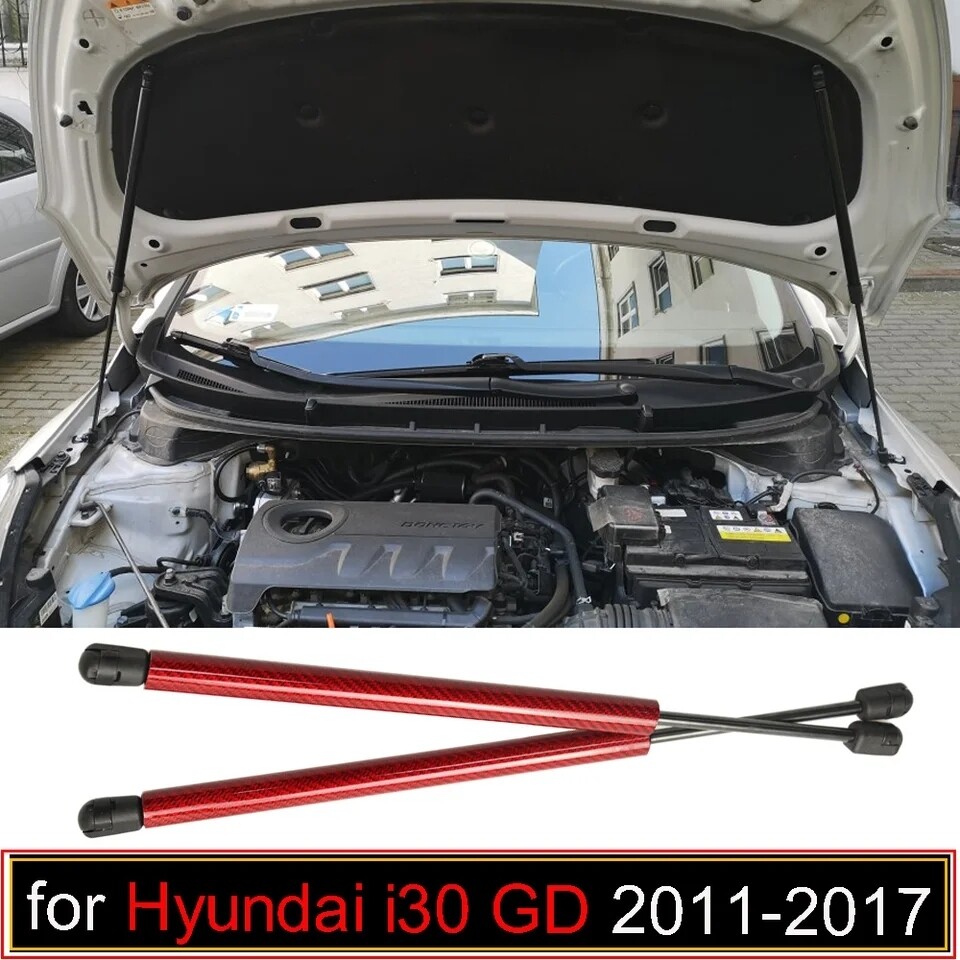 Hochwertige Haubenlifter, Haubendämpfer passend für Hyundai i30 i23N 2011 - 2017,  in verschiedenen Farben, speziell von uns entwickelt, einfach zu installieren – ohne Bohren und Karosserieumbauten, für eine funktionale und stilvolle Aufwertung des Motorraums.