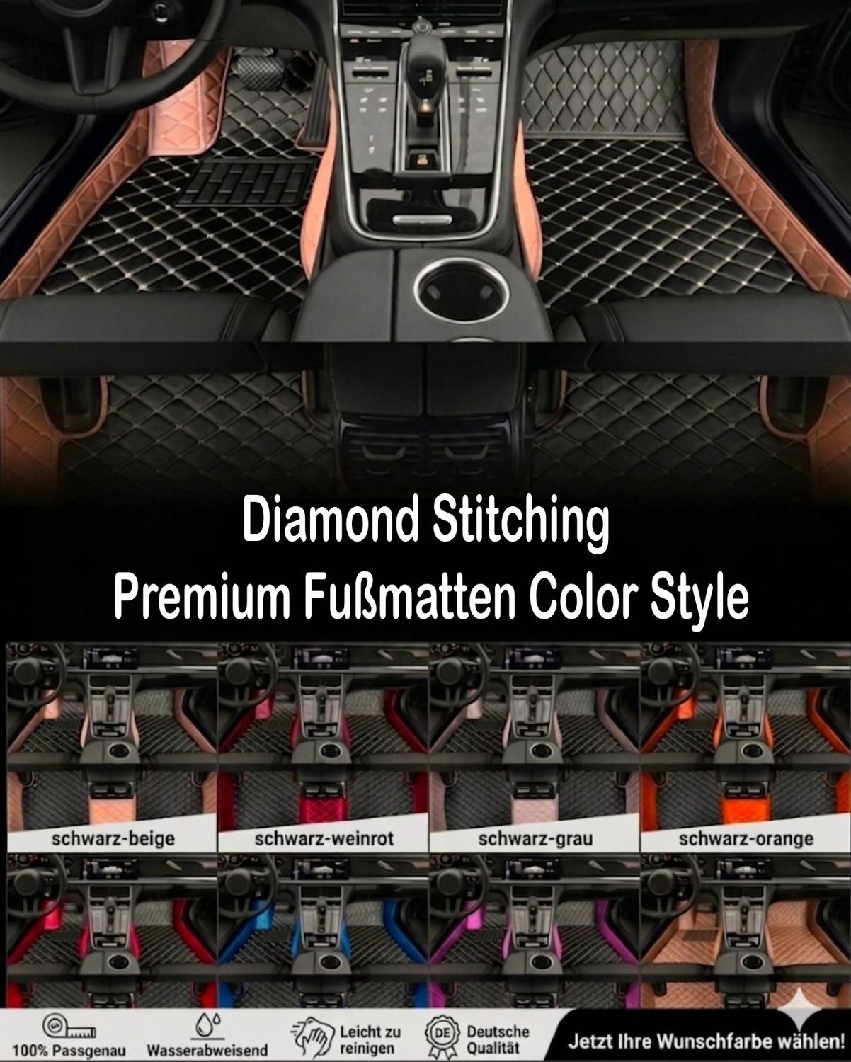 Premium Diamond Stitching Fußraummatten Color Style Premium Diamond Stitching Fußraummatten Color Style