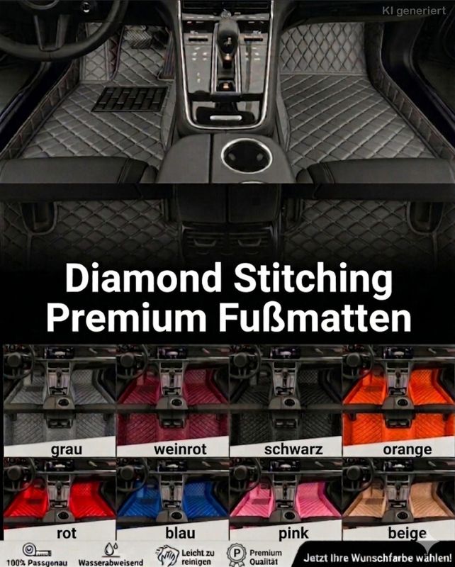 Premium Diamond Stitching Fußraummatten Luxus Diamond Stitching Auto Fußmatten verschiedene Farben