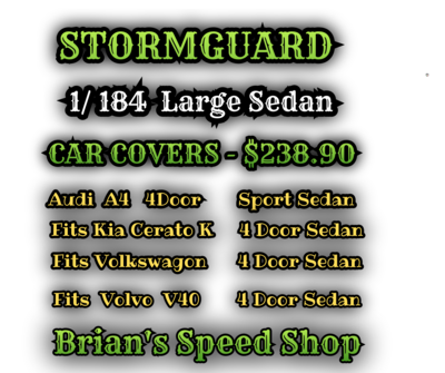 Autotecnica  1/184 -Large No1 4.74m  Stormguard  Waterproof   Car Covers  Brians Speed Shop  $238.90. SKU293