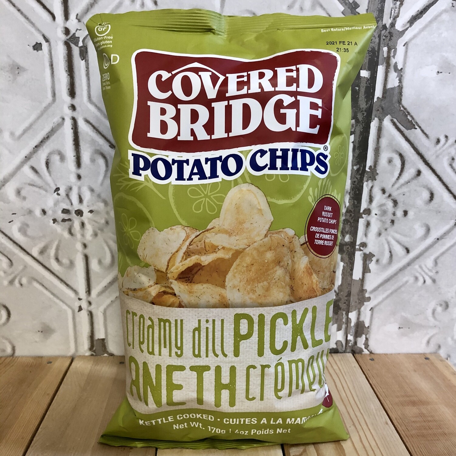 COVERED BRIDGE Dill Pickle Chips 170g COVERED BRIDGE Dill Pickle Chips 170g
