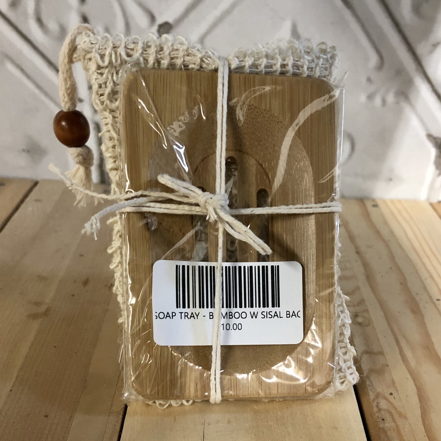 SOAP TRAY - BAMBOO W SISAL BAG SOAP TRAY - BAMBOO W SISAL BAG