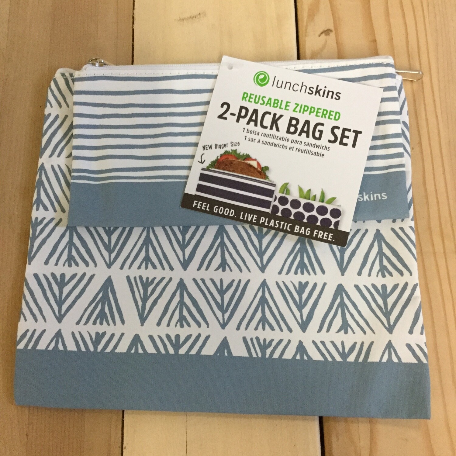 LUNCHSKINS Reusable Bag Set - Blue Geo LUNCHSKINS Reusable Bag Set - Blue Geo